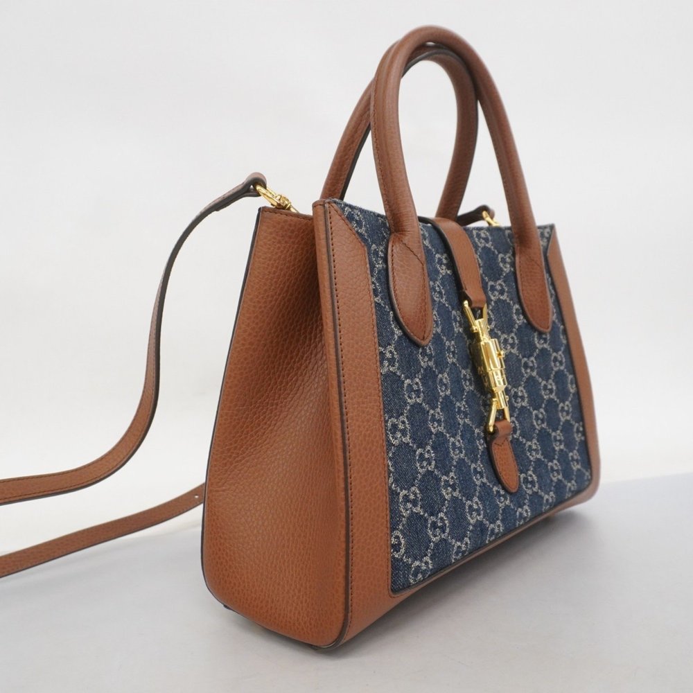 Gucci Handbag New Jackie GG Denim 649016 Blue Brown Women's P752960 - Picture 2 of 11